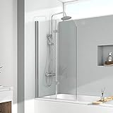 EMKE 110x140cm Duschtrennwand für Badewanne Duschwand für...