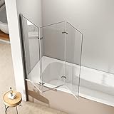 EMKE Duschwand für Badewanne 120x140 cm, Duschtrennwand...