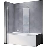 SONNI Duschwand für Badewanne faltbar 2 teilig 120x140 cm...